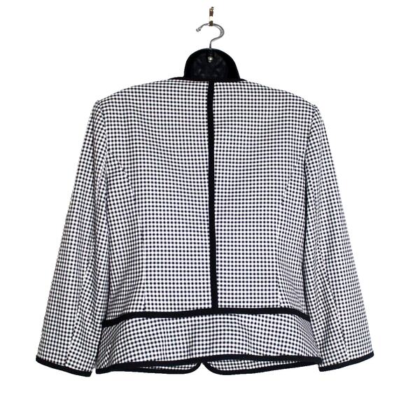 Calvin Klein Women's Black White Gingham Checkered Blazer Jacket Size M Classy - Picture 2 of 6